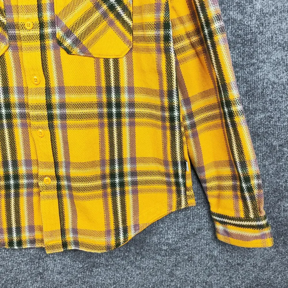 North Face Shirt Mens Medium Yellow Plaid Flannel Button Front Long Sleeve